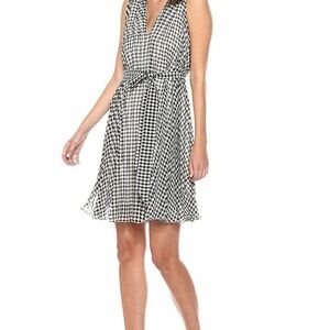 Max Studio Monochrome Check Midi Dress